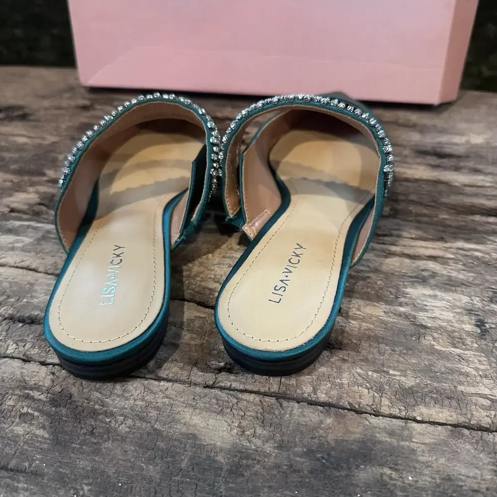 Lisa Vicky MOVE-V Dark Green Satin Flats – Women’s 7.5M, New in Box